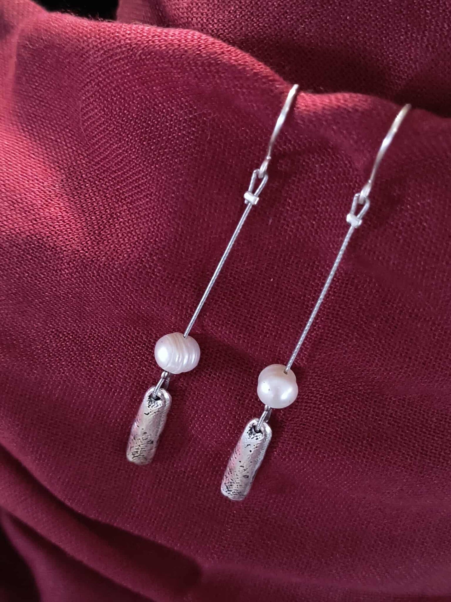 Hosszú mini téglalap gyöngyös fülbevaló