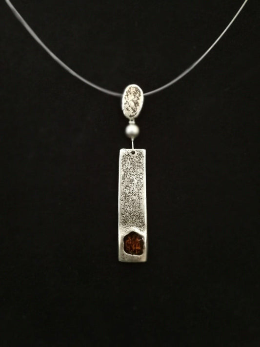 Foltos téglalap nyaklánc gülükével - Orsiékszer