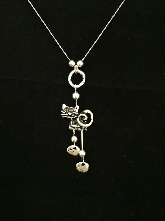 Hosszú cica nyaklánc karikával - Orsiékszer