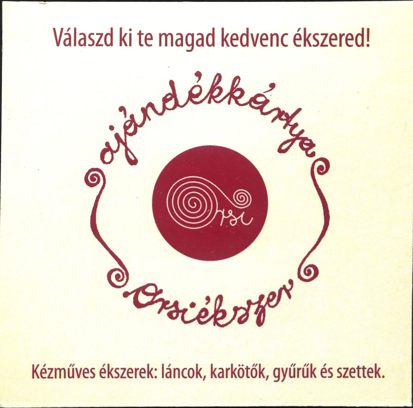 Ajándékutalvány - Orsiékszer