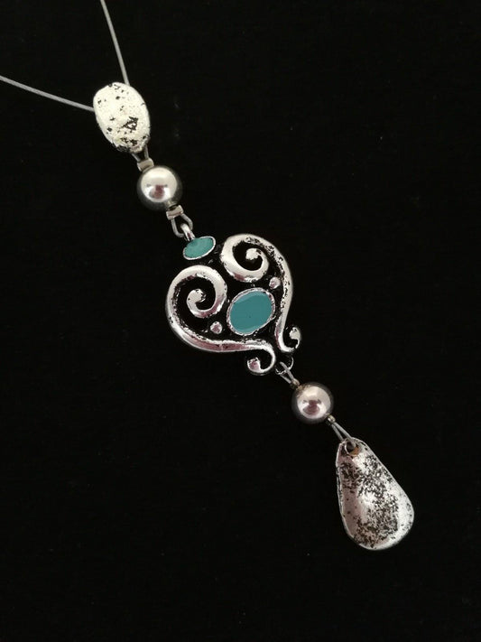 Hosszú csipke szivecske nyaklánc - Orsiékszer