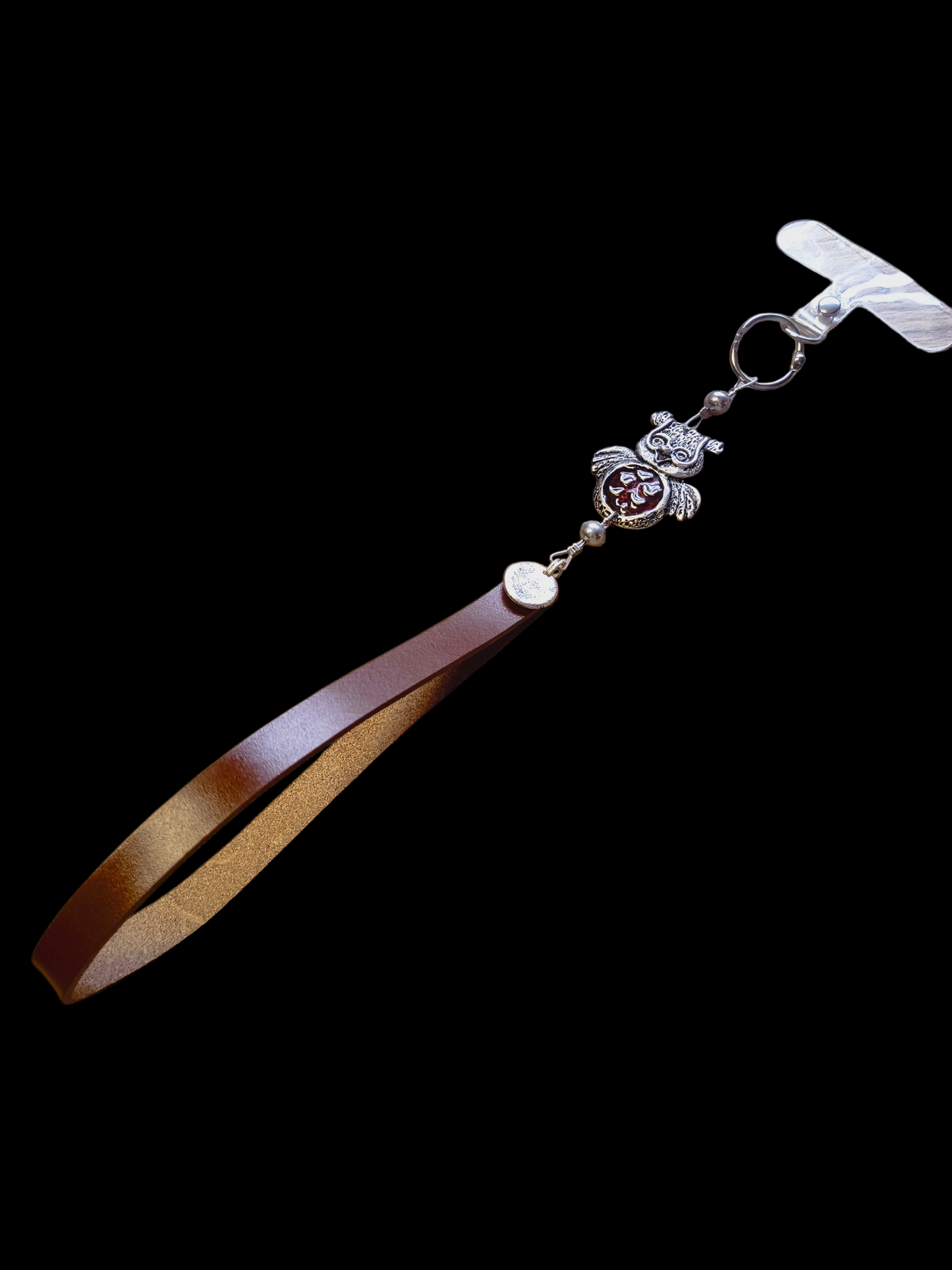 Bagoly csuklóra akasztható valódi bőr telefontartó