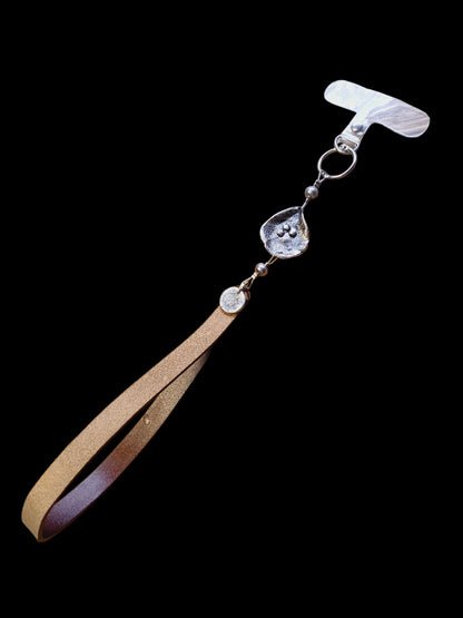 Kála csuklóra akasztható valódi bőr telefontartó