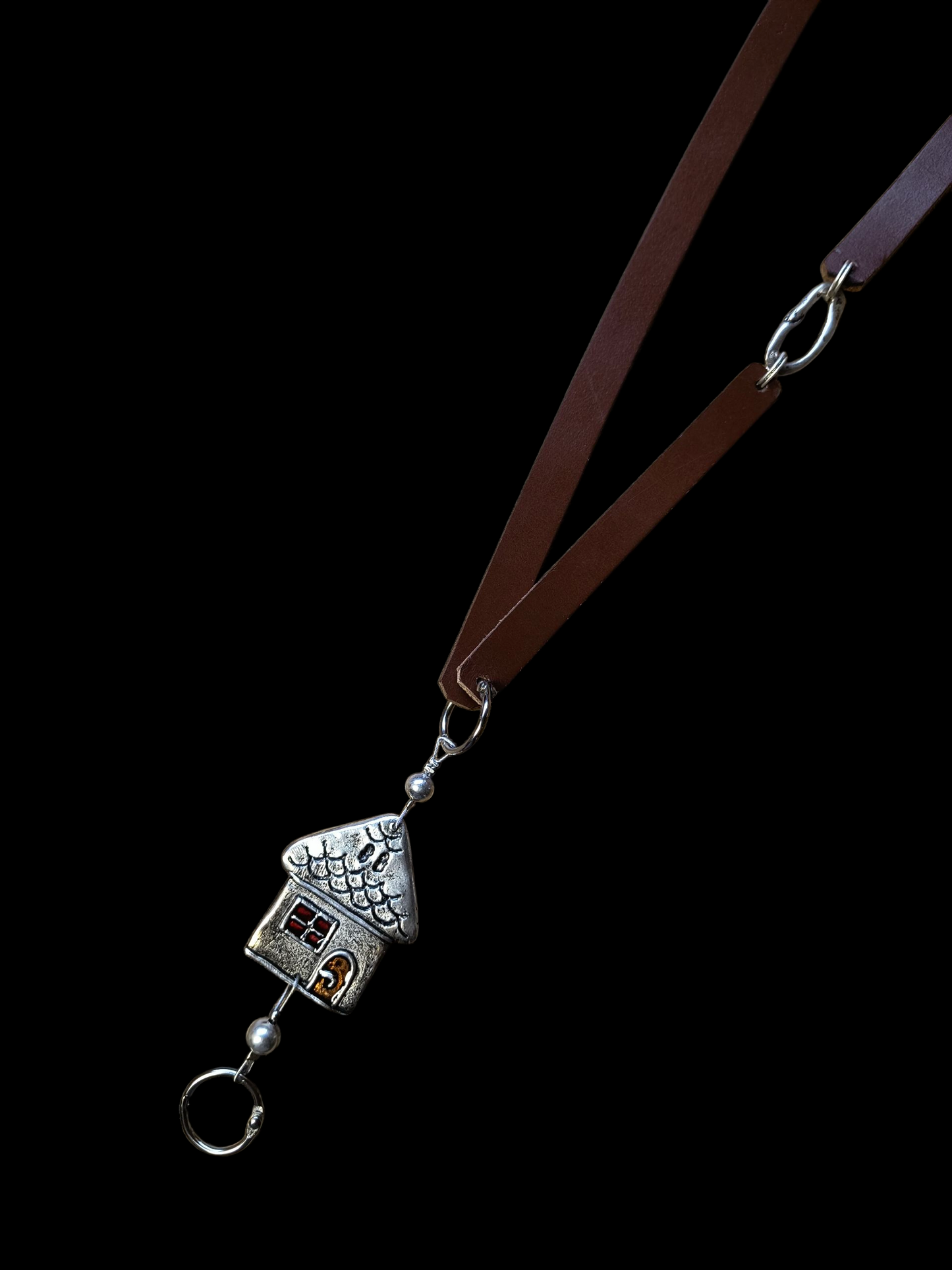 Házikó vállra akasztható valódi bőr telefontartó