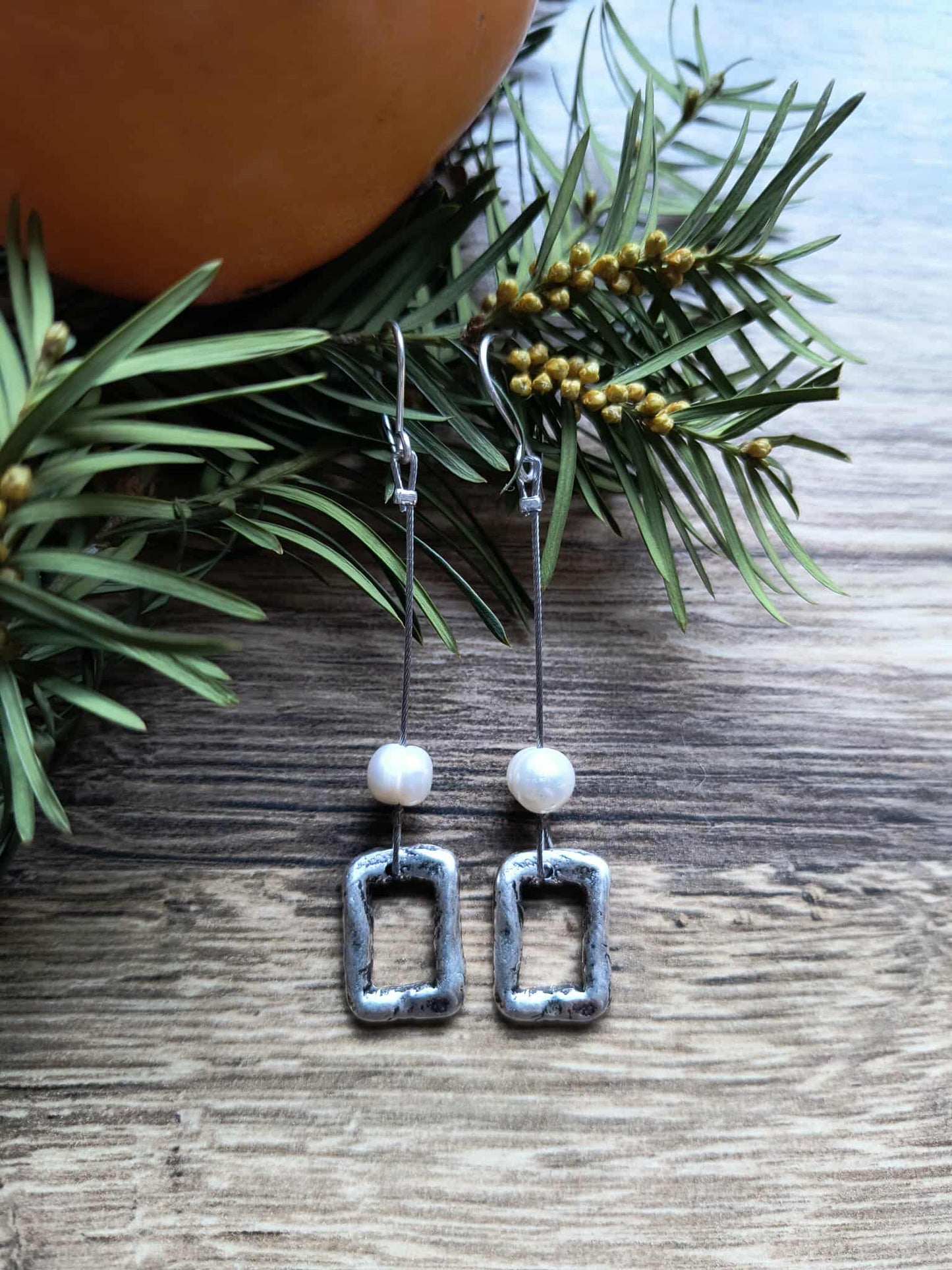 Hosszú gyöngyös téglalap fülbevaló