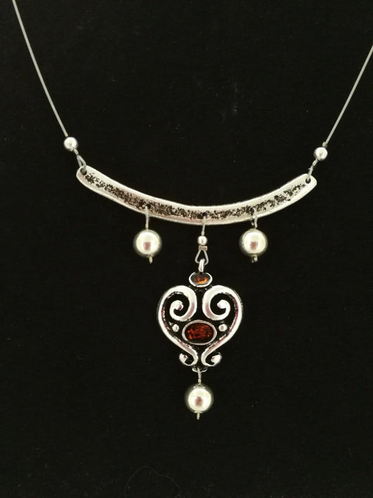 Rusztikus szivecske nyaklánc - Orsiékszer