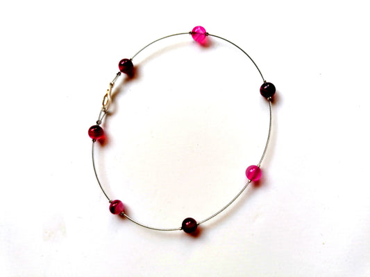 Rózsaszín achát bokalánc